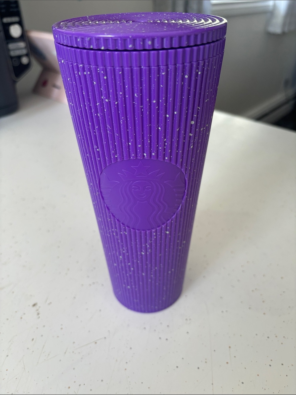Starbucks Violet Ribbed Speckled Tumbler as is